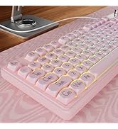 EWEADN V102 Wired Keyboard, 98 Keys Creamy Gaming Keyboard with Number Pad, Display Screen & Medi...