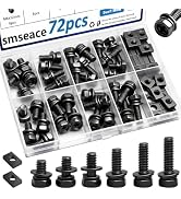 smseace 72Pack Black Battery Terminal Bolts and Nuts 6-Sizes M6x10/12/14/16/18/20mm 304 Stainless...