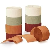 NICROLANDEE 8 Rolls Orange Burgundy Green Crepe Paper Streamers for Wedding, Birthday, Baby Showe...