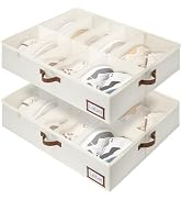 StorageWorks Under Bed Shoe Storage for Closet, 2-Pack Ultra-thick Fabric Shoe Organizer, Collaps...