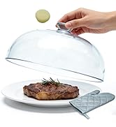 MAGJIUKE Glass Microwave Splatter Cover for Food, 10 Inch, One-Piece Integrated Handle Dome Desig...