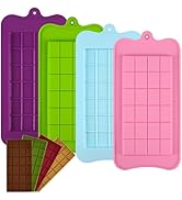 WMKGG 4 PCS Chocolate Bar Mold Set, Break-Apart Deep Chocolate Bar Mold, 24-Cavity Silicone Choco...