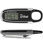 U-Trak 3D Step Counter Clip On with Removable Clip and Spring Carabiner Simple 3D Pedometer for W...