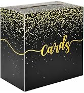 FALIZIFU Black Card Box for Party Gold Foil Gift Card Box Holder for Wedding Birthday Baby Shower...