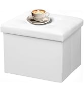 AmasSmile Ottoman with Storage, 17" Folding Leather Foot Rest Stool,White | Storage Ottoman Foot ...