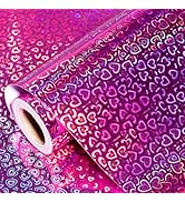 WRAPAHOLIC Heart Wrapping Paper Roll - Mini Roll - 17 Inch x 16.5 Feet - Hot Pink Little Heart Me...