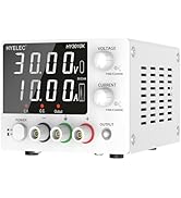 HYELEC Variable DC Power Supply, 0-30V 0-10A, Bench Power Supply with Encoder Knob, 4-Digit LED D...
