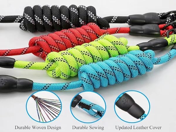 Dog Leash Heavy Duty - 2/4/5/6/8/10 Foot Rope Leash with Comfortable Padded Handle and Reflective