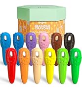 Mess Free Beeswax Crayons for Toddlers, Made with 100% Pure Beeswax-(12 Colors), Baby's First Non...