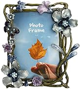 Tricune Floral Picture Frame 4x6, Vintage Photo Frame Made of Metal and High Definition Glass for...