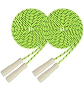 Double Dutch Jump Rope 16 ft 2 Pack, Adjustable Long Skipping Rope with Wooden Handle, Multiplaye...