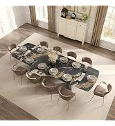 Honyee Extendable Dining Table with Leaf, 78 to 110 Inch Rectangular Sintered Stone, Modern Large...