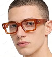Teumire Thick Square Frame Glasses for Women Men Chunky Rectangle Blue Light Glasses Computer Eye...