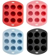 Velicber 4 Pack Silicone Muffin Pan for Baking, Silicone Cupcake Pan, 9 Cup Nonstick Cupcake Baki...