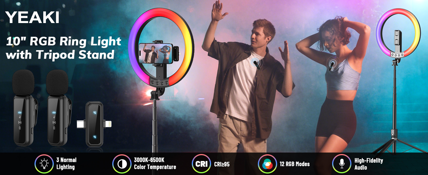 Vlogging Kit for iPhone, Selfie Ring Light with Stand Tripod for iPhone