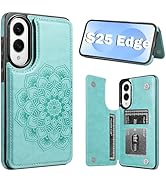 PASNEW for S25 Edge Case Wallet Card Holder,Flower Leather Magnetic Back Flip Protective Cases fo...