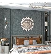 BAYYA Mid Century Modern Wallpaper Blue Concrete Peel and Stick Wallpaper Grey/Gray Industrial Wa...