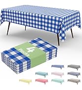 misaya 4 Packs Buffalo Disposable Table Cloth, 54 x 108 Inch Waterproof Plastic Tablecloth, Recta...