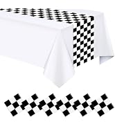 6pcs Black and White Checkered Table Runners,Waterproof Plastic Plaid Table Runner for Dining Tab...