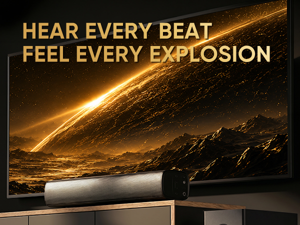 small soundbar with subwoofer mini TV speakers compact 2.1 channel sound bar home theater system