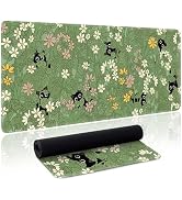 Cute Cat Mouse Pad Large Green Desk Mat Extended Keyboard Mouse Pad Kawaii Mousepad with Non-Slip...