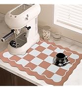 CQKEDMA Scalloped Checkered Dish Drying Mats for Kitchen Counter, Cute Coffee Mat, Absorbent, Non...