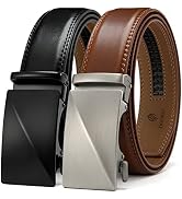DOOPAI Belt Men, 2 Pack Ratchet Belt Dress Adjustable 1 3/8" Genuine Leather Belt, Size Length Ca...