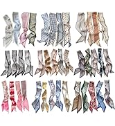 RFQMNO 4/40 Pcs Hair Scarf for Women, 35"x2.36" Lightweight Silk Headband, Purse & Bag Scarves Gi...