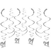 AimtoHome Party Swirl Decorations, Silver 21th Birthday Swirl Decoration, 21th Anniversary Ceilin...