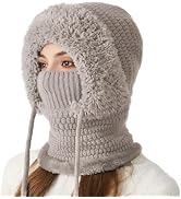 3 in 1 Beanie Hat with Scarf and Mask, 3 in 1 Beanie Hat for Women, Warm Knitted BeanieHat Fleece...