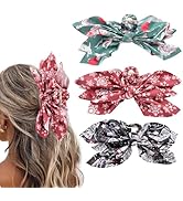 Christmas Gift Hair Clips Claw Clip 3PCS Big Hair Bows for Women Black Green Red Color Butterfly ...