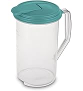 Water Pitcher with Lid Half Gallon (2 Liter / 64oz), Clear Plastic Pitcher with Flip-top Spout Li...