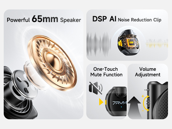 Powerful 65mm Speaker & Clear Loud Sound and DSP AI Noise Cancellation & Feedback Suppressio