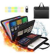 onvvippiv Accordion File Organizer Fireproof Expanding File Folder with Zipper Lock Labels 13 Poc...
