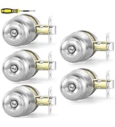 Lanwandeng 5 Pack Interior Door Knobs for Bedroom or Bathroom Keyless, Brushed Nickel Privacy Doo...