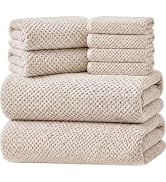 MaopaoBeauty Bath Towels for Bathroom, 8-Piece Bathroom Set (2 Bath Towel, 2 Hand Towel, 4 Washcl...
