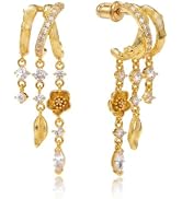 MUMREUES Gold Earrings for Women Trendy 14K Gold Plated Dangle Earrings Small Hoop Huggie Drop St...