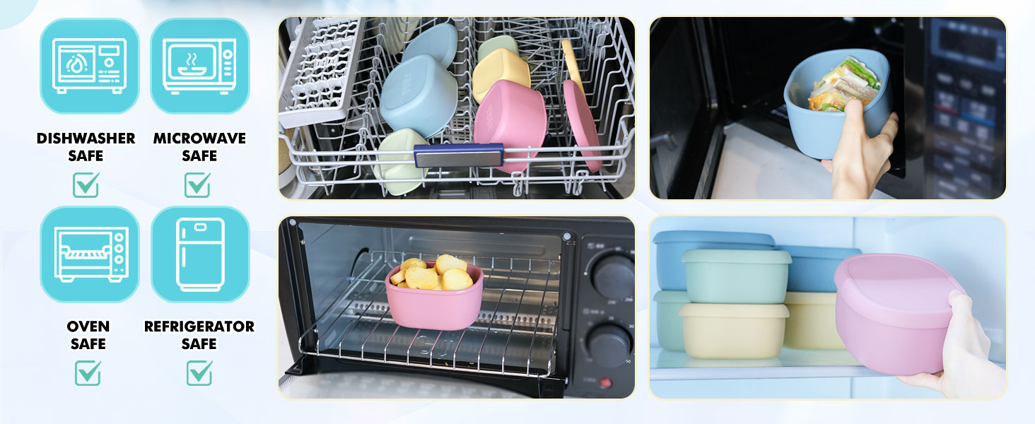 Silicone Food Storage Containers Lids Set Tupperware Caraway Nesting Lunch Box Bento Small