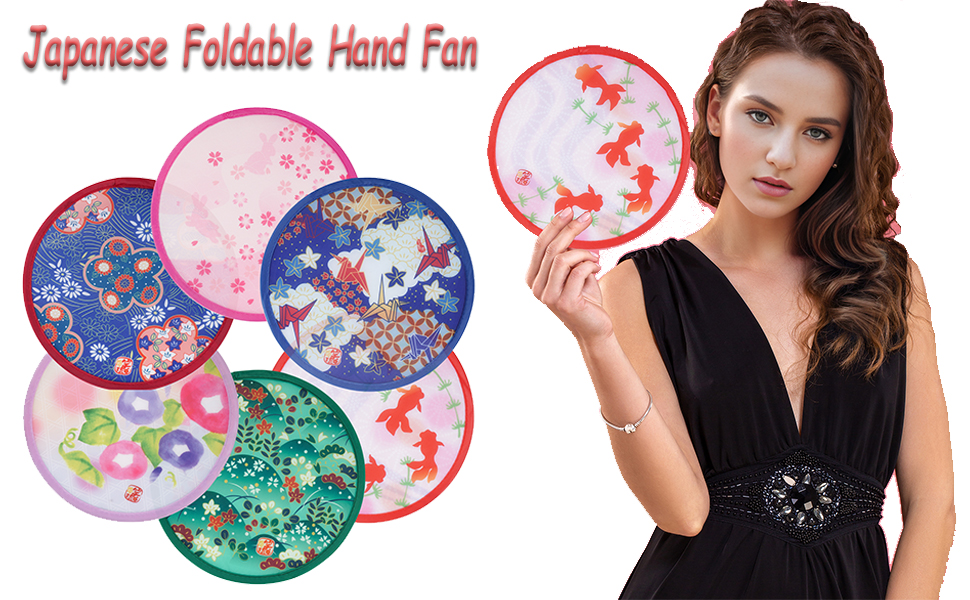 Foldable Cooling Fans, Handheld Colorful Floral Round Fans for Travel, Events, Indoor & Outdoor