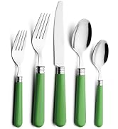 ANNOVA Silverware Set 20 Pieces Cutlery Stainless Steel Colorful Fun Handle Flatware Service for ...