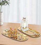 Gold Decorative Tray, Stainless Steel Jewelry Tray Towel/Vanity Tray Dish Plate Tray Tea/Fruit St...