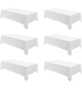 Aocoz Rectangle Tablecloths 90x132 Inch 6 Pack White Tablecloth Washable Decorative Linen Polyest...