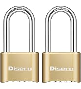 Disecu Heavy Duty 4 Digit Combination Lock 2.5 Inch Long Shackle Outdoor Waterproof Padlock for S...