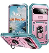 PASNEW Phone Case for Pixel 10 Pro XL,360° Rotating Ring Kickstand Case & Slide Camera Cover,Mili...