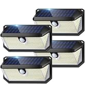 Solar Lights Outdoor Waterproof, 4-Pack Super Bright 388 LEDs Motion Sensor Security Lights with ...