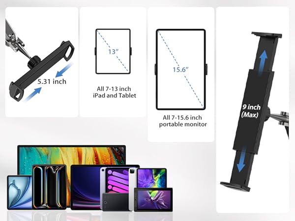 Compatible with iPad Pro 13/12.9/11 inch, iPad Air 11/13 inch, iPad10/9th, iPad Mini, Samsung Galaxy