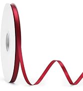 KINGLAKE Burgundy Satin Ribbon - 1/4 Inch x 100 Yards Thin Dark Red Ribbon for Gift Wrapping Bouq...