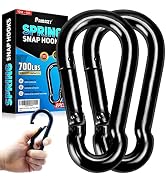 PAMAZY 2Pcs 4In Spring Snap Hooks 700LBS Capacity, Carabiner Clip, Heavy Duty Rope Connector, Qui...