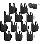 BeeGreen Black 12 Pack Reusable Grocery Bags Shopping Bags Groceries Totes 50LBS Foldable Polyest...