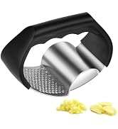 HGLuKGO 2-in-1 Stainless Steel Garlic Press Garlic Crusher Handheld Garlic Press Rocker Kitchen G...